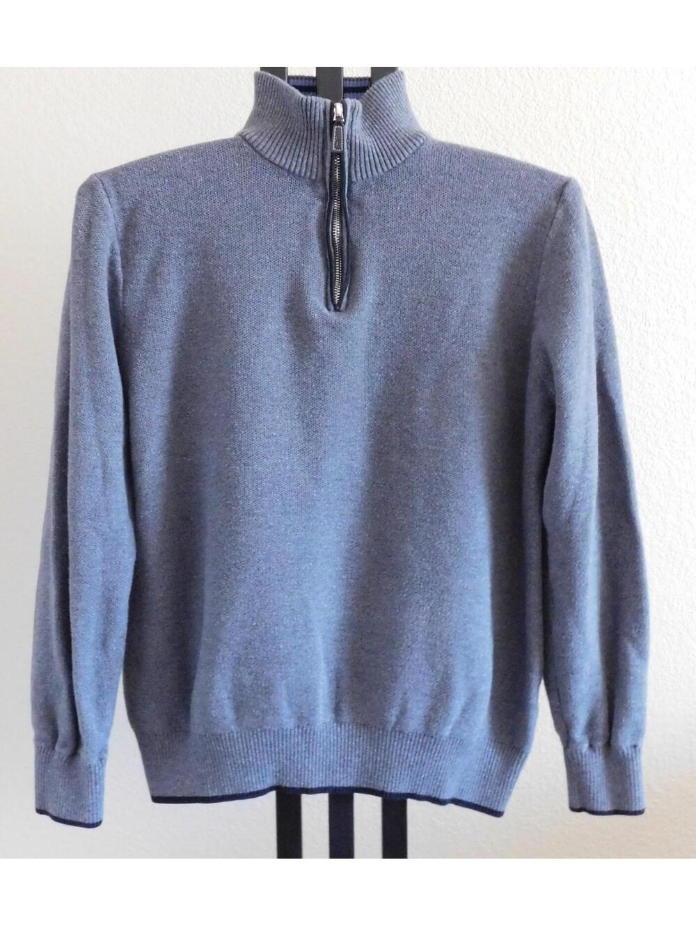 Tailorbyrd Men's Size XL Dark Gray Quarter Zip Sweater Cotton Blend Pullover